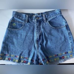 Vintage floral cutoff denim shorts